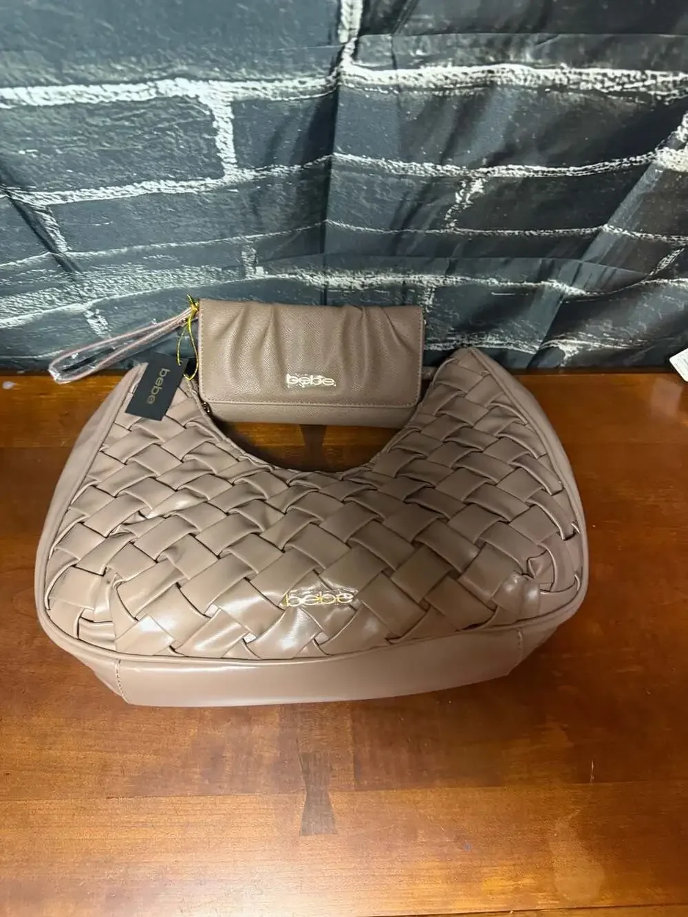 bebe Luca Woven Hobo Bag and Trifold Wallet Set